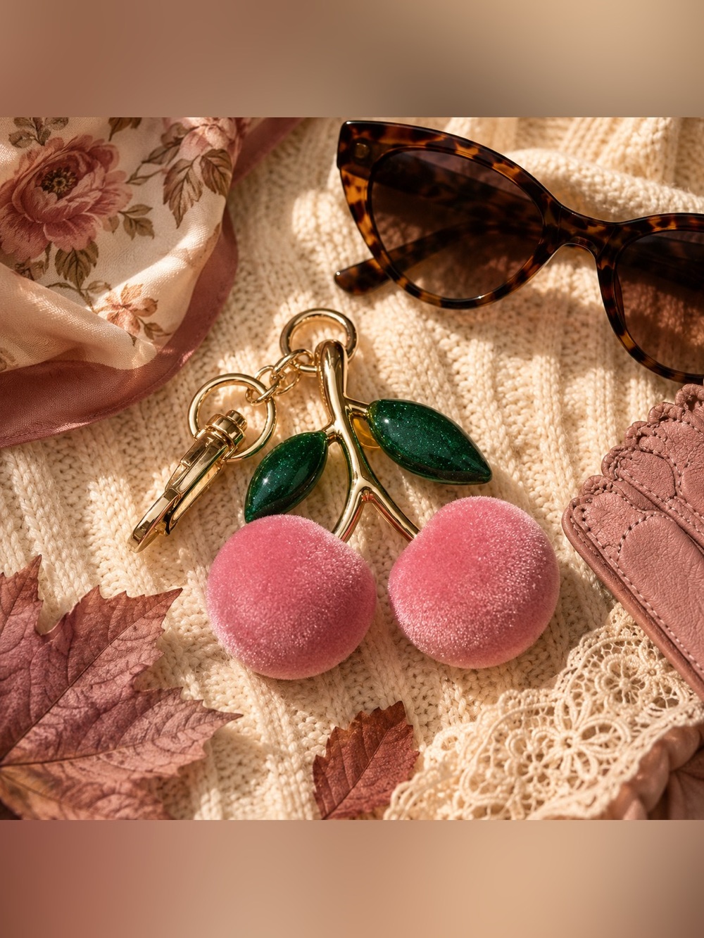 So Flocking Flocked! Pink Cherry Bag Charm